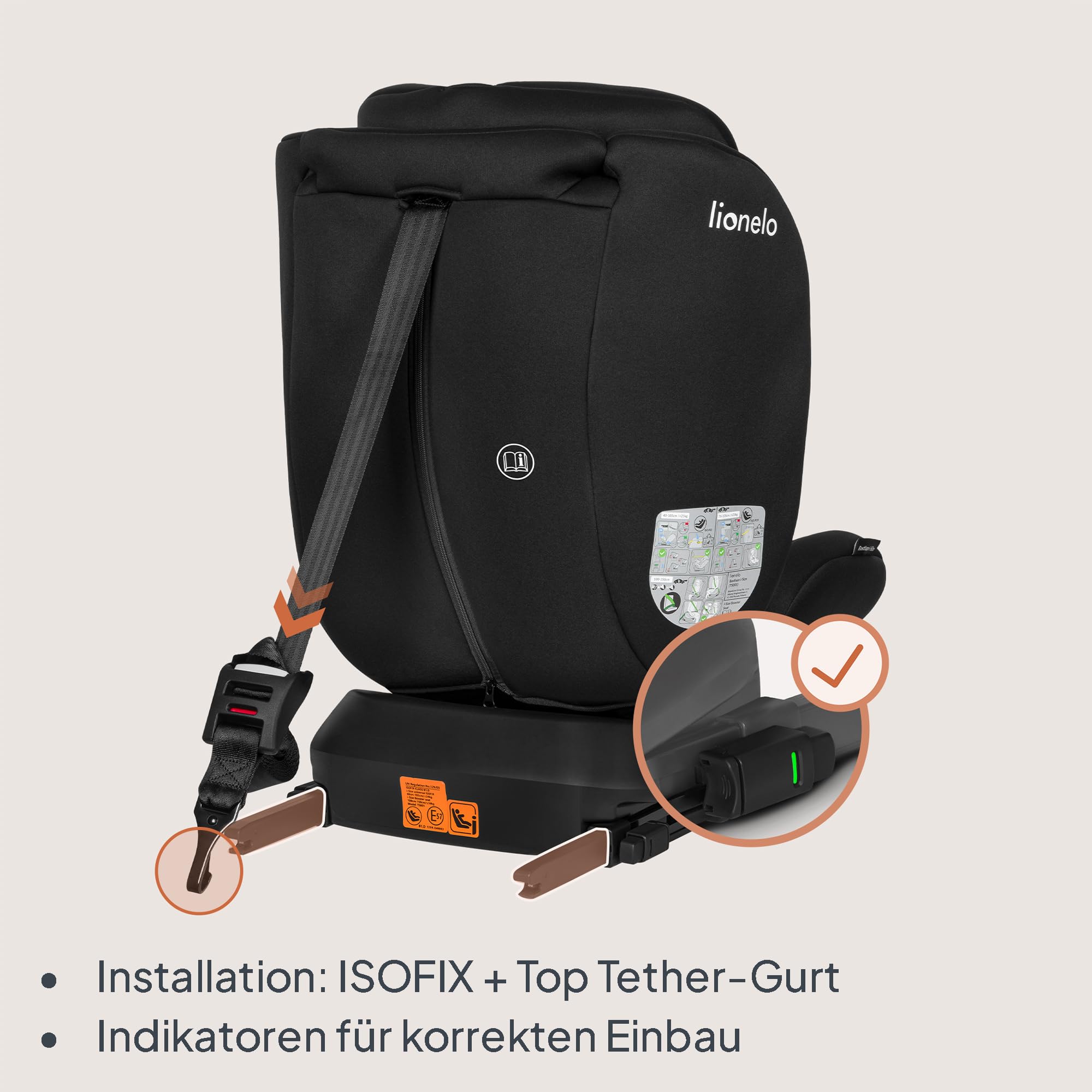 lionelo-bastiaan-i-size-kindersitz-schwarz-grau-360-isofix image 6