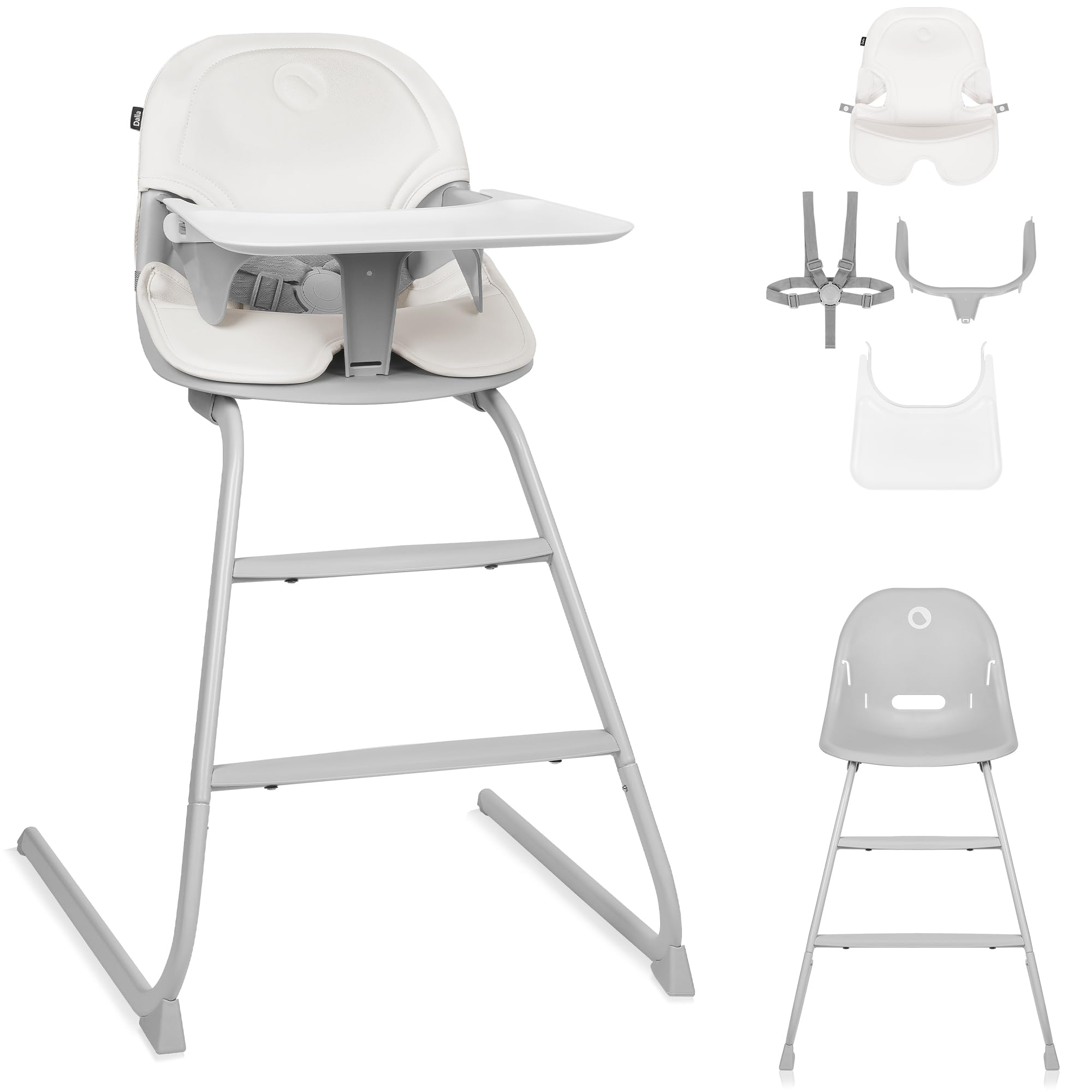 lionelo-dalia-babystuhl-grau-stein-2-in-1-mit-5-punkt-gurt image 1
