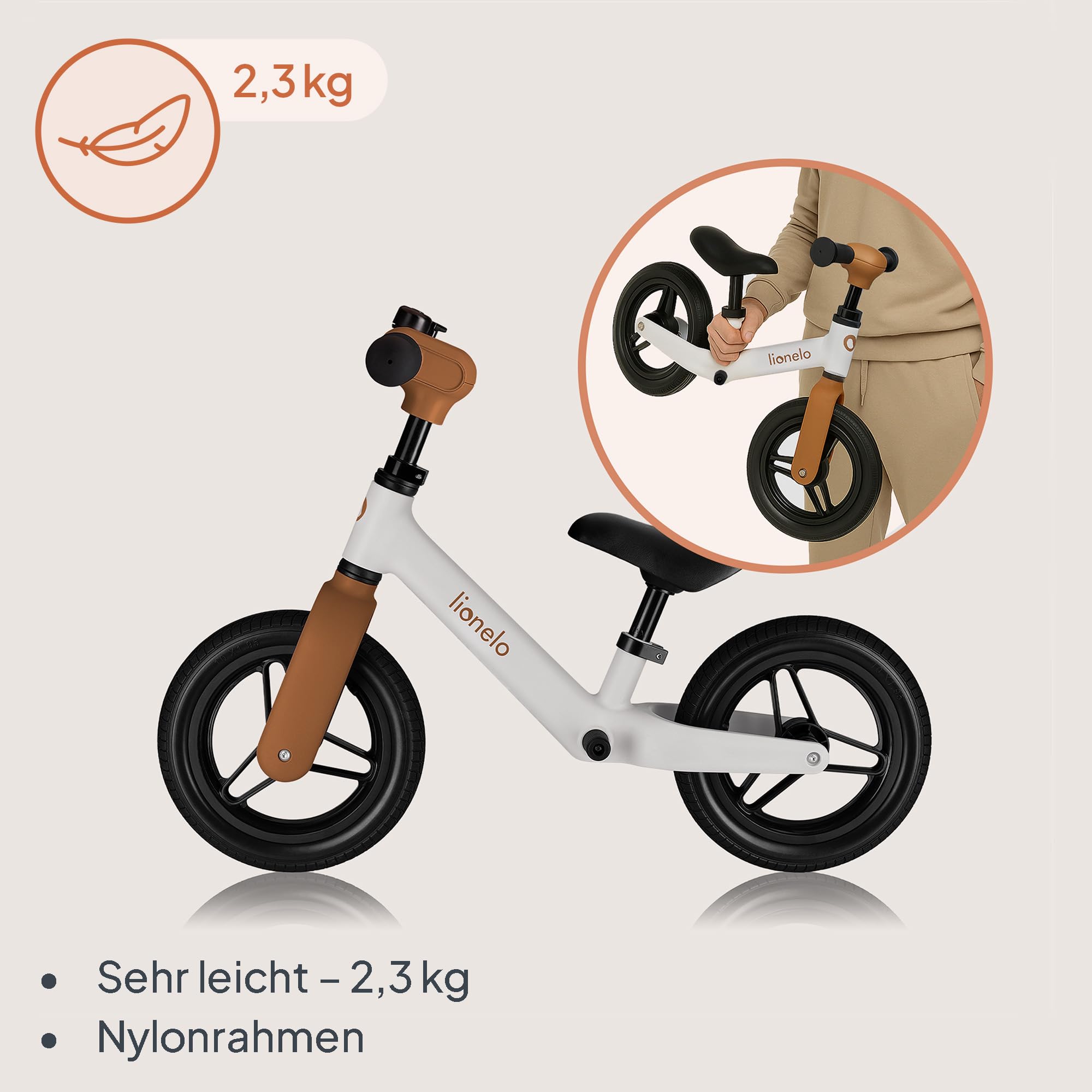 lionelo-toni-laufrad-beige-25-cm-pu-r-der-bis-30-kg image 4