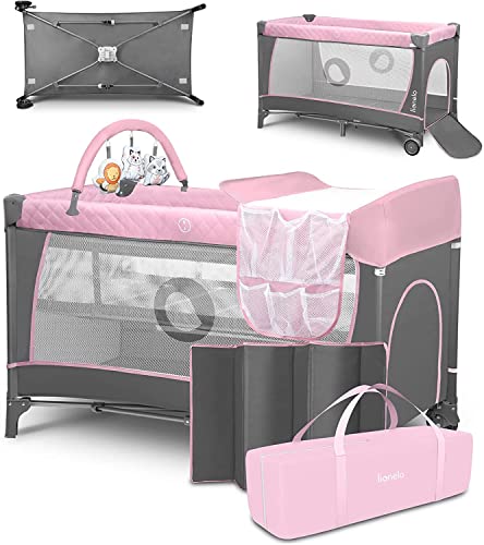 lionelo-sven-flower-reisebett-flamingo-mit-wickeltisch image 6