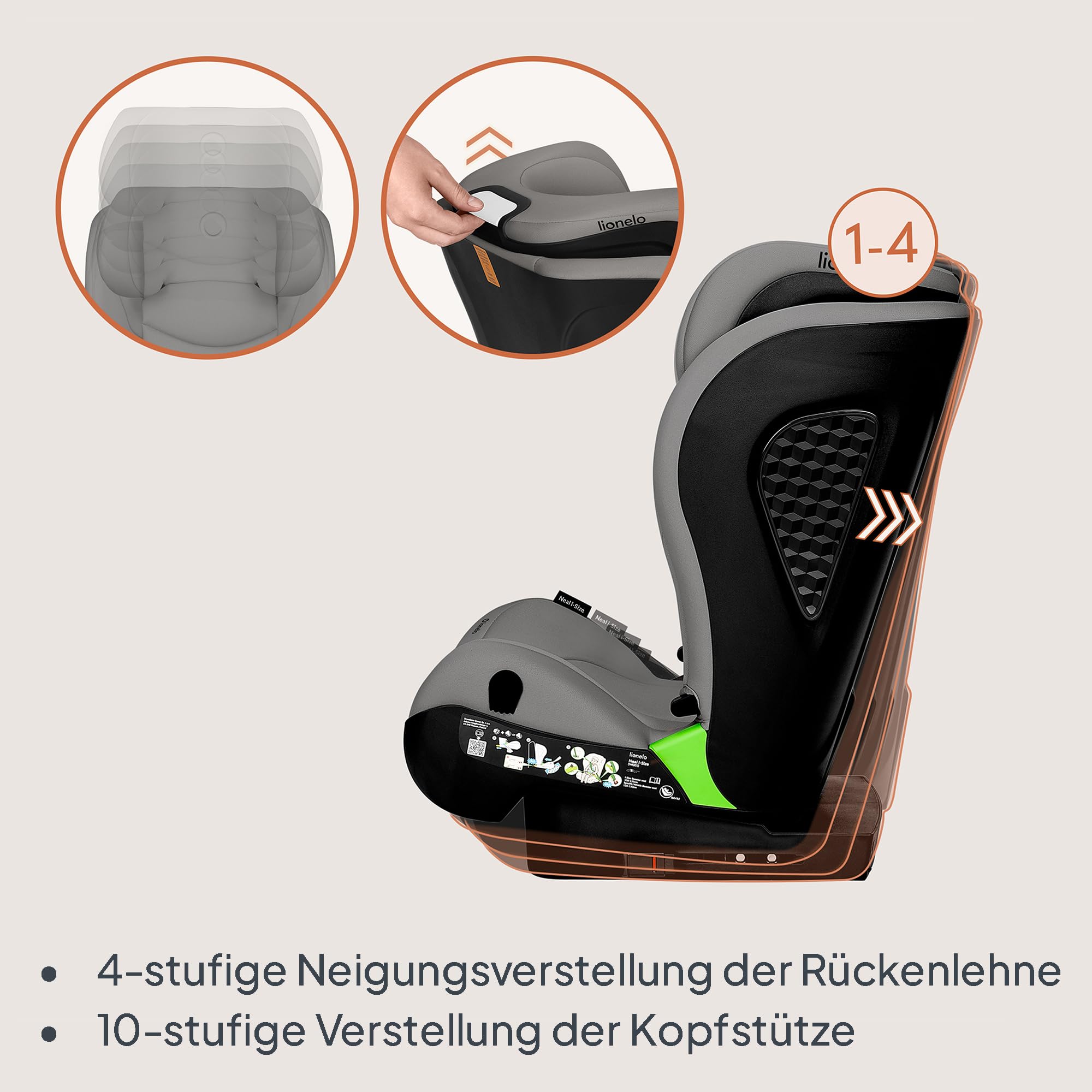 lionelo-neal-i-size-kindersitz-graubeton-100-150-cm image 6