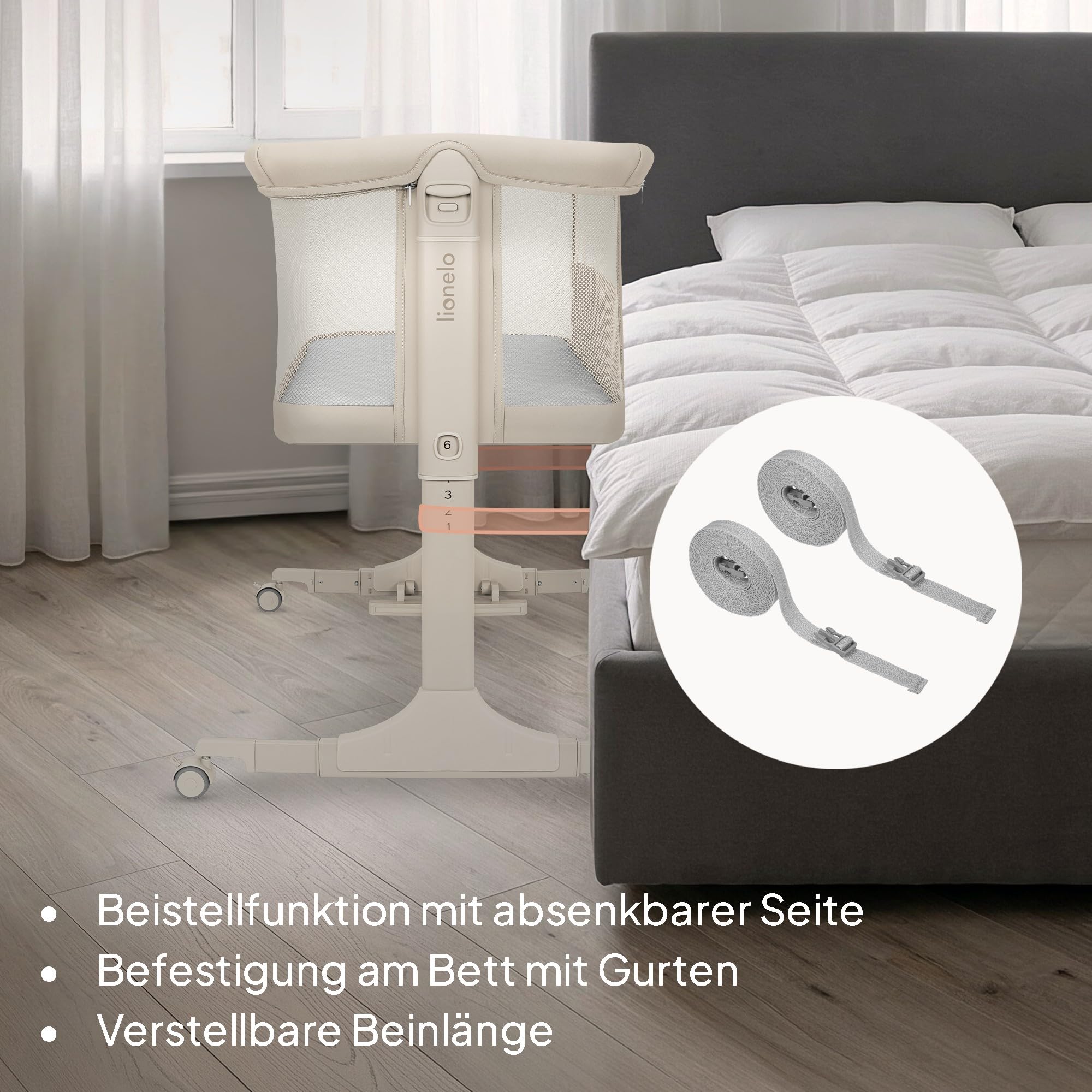 lionelo-pari-3in1-beistellbett-cream-mit-matratze-h-henverstellbar image 3
