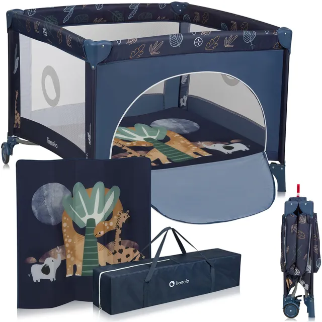 lionelo-bonnie-laufgitter-navyblau-bis-15-kg-mit-matratze image 1