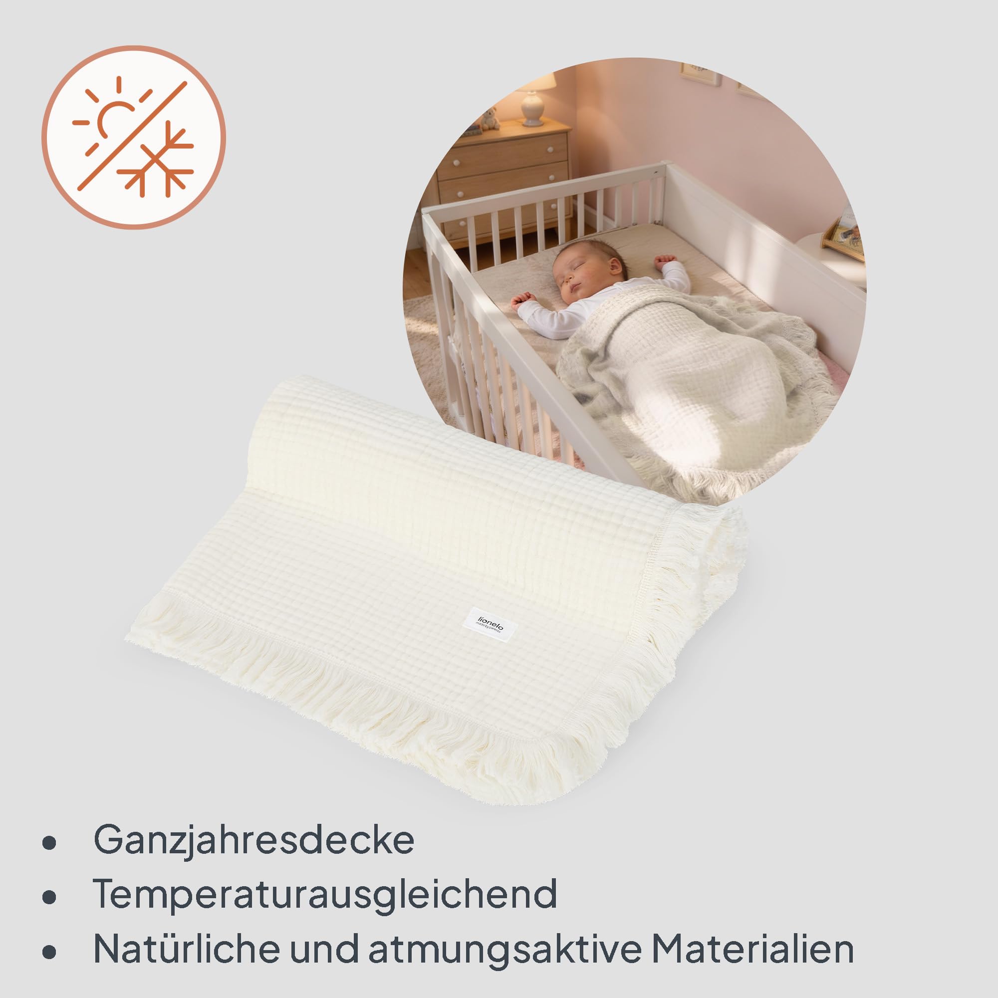 lionelo-berry-musselindecke-baby-70x100-cream-baumwolle image 4