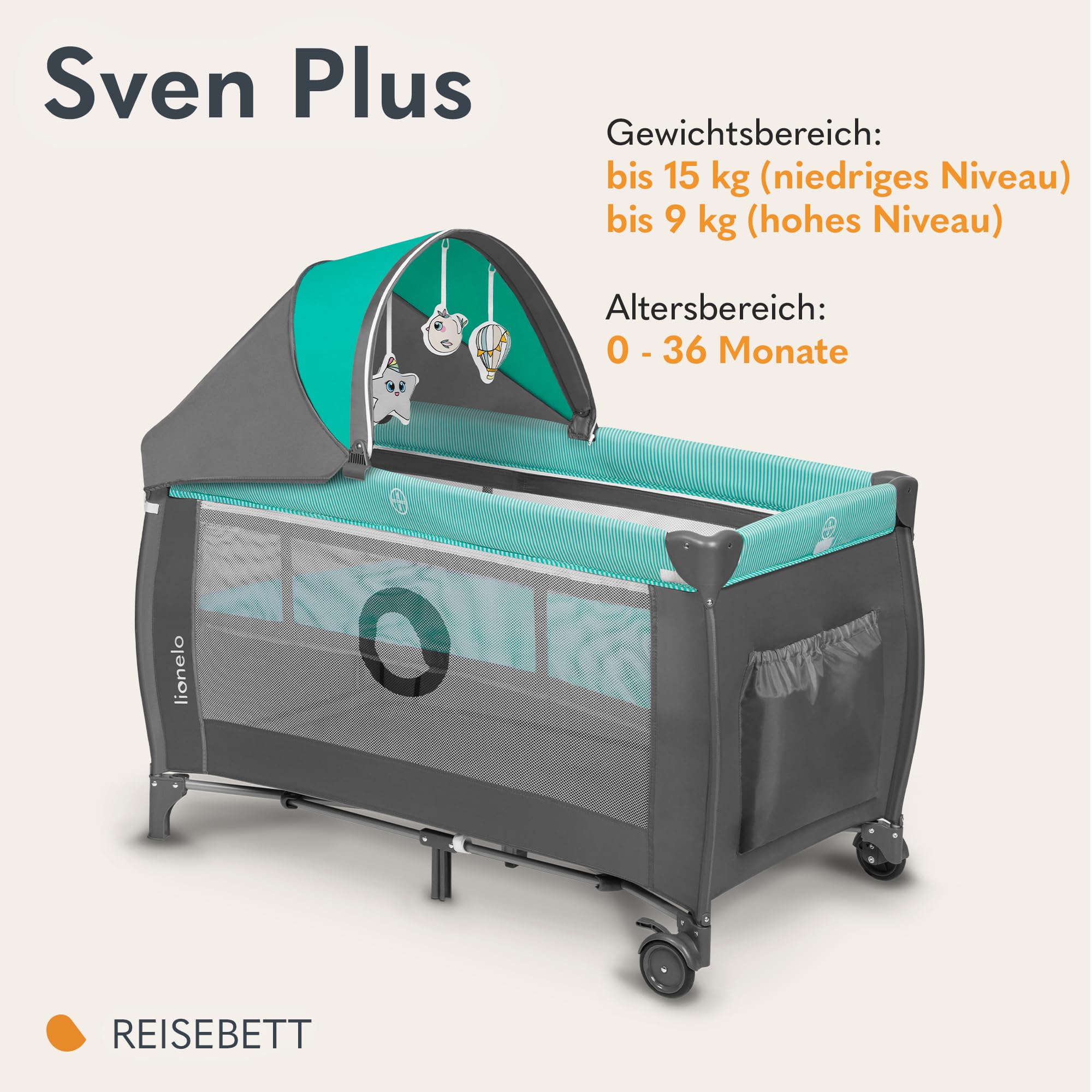 lionelo-sven-plus-reisebett-t-rkis-grau-wickel image 2