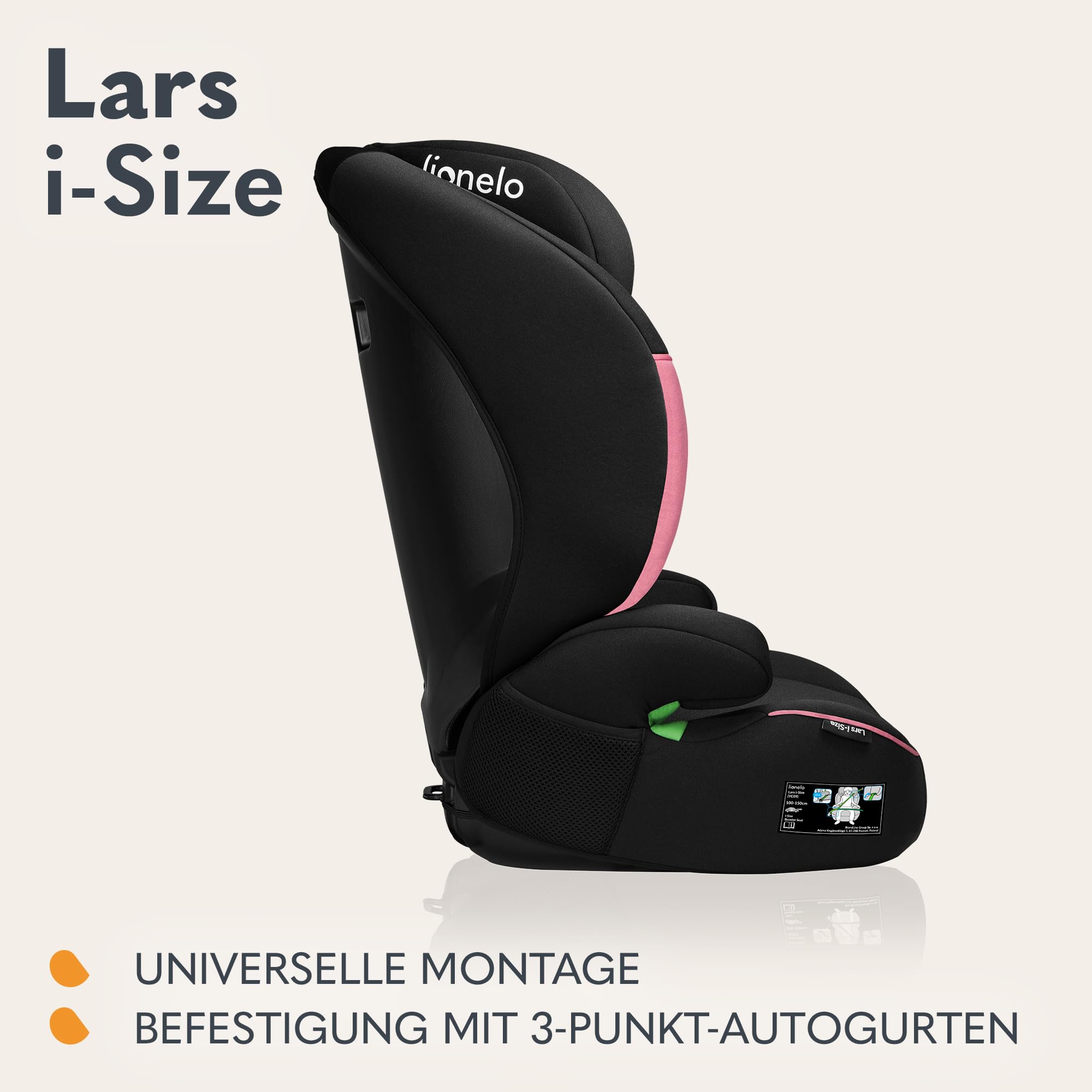 lionelo-lars-i-size-kinderautositz-rosa-baby-mit-seitenaufprallschutz image 4