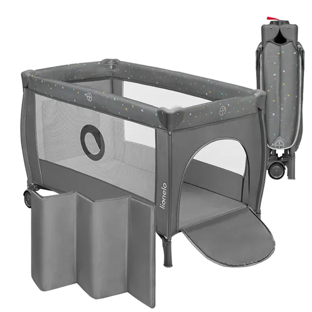 lionelo-stefi-plus-reisebett-bis-15-kg-grau-mit-matratze image 1