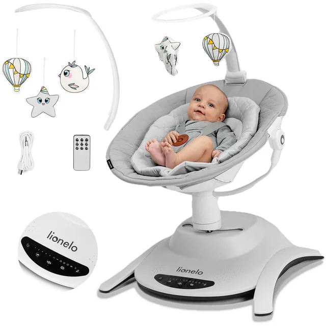 lionelo-bella-babywippe-360-hellgrau-mit-fernbedienung image 1