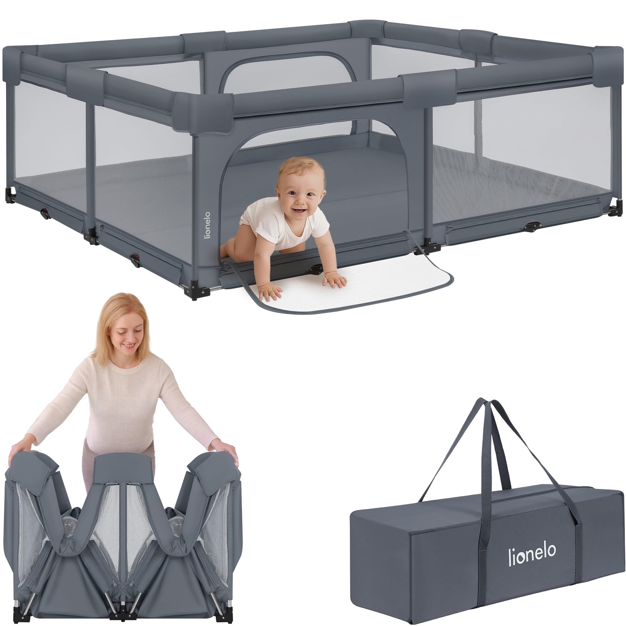 lionelo-willow-florence-xl-laufstall-grau-180x200-faltbar image 1