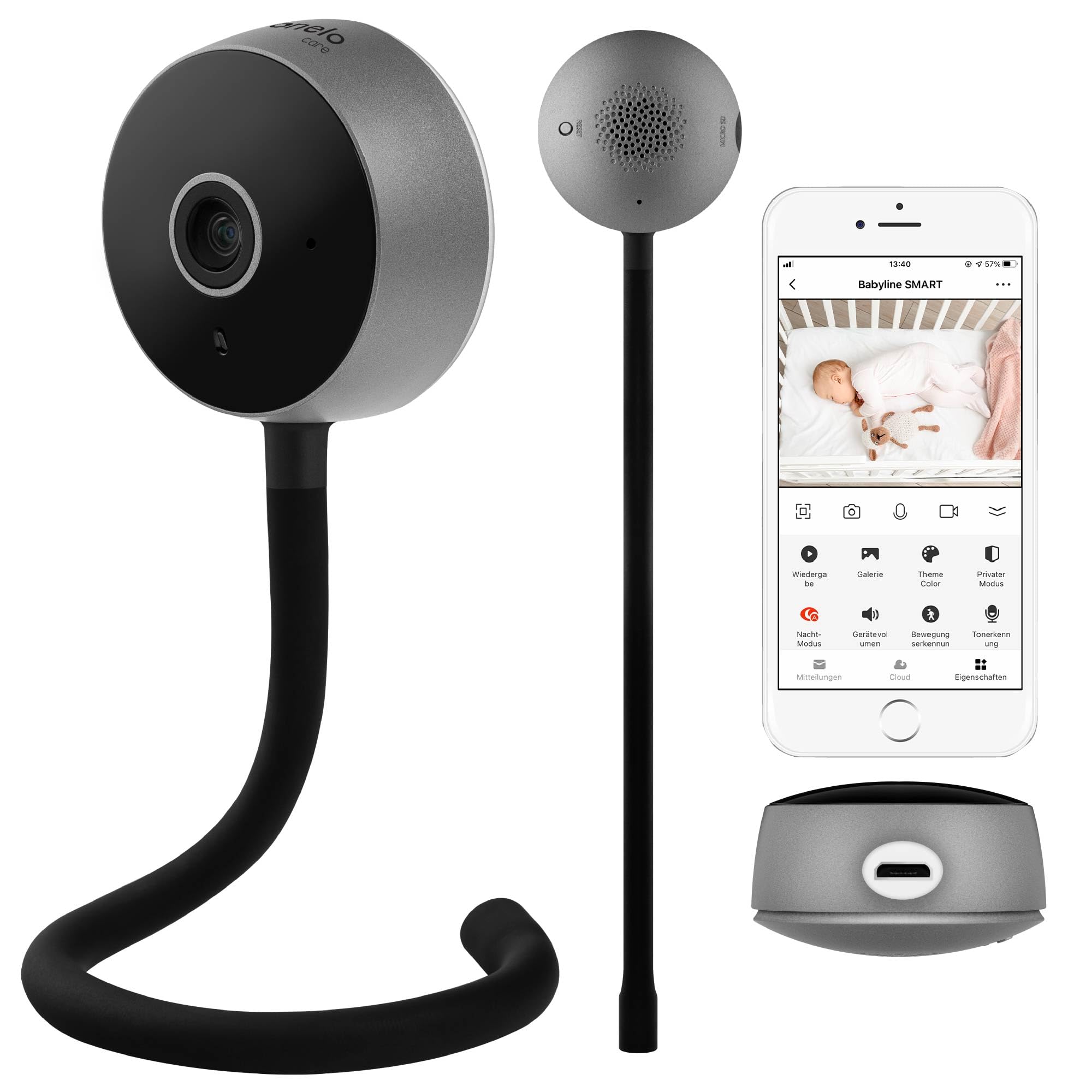 lionelo-babyline-smart-babyphone-wlan-kamera-schwarz-mit-app image 1
