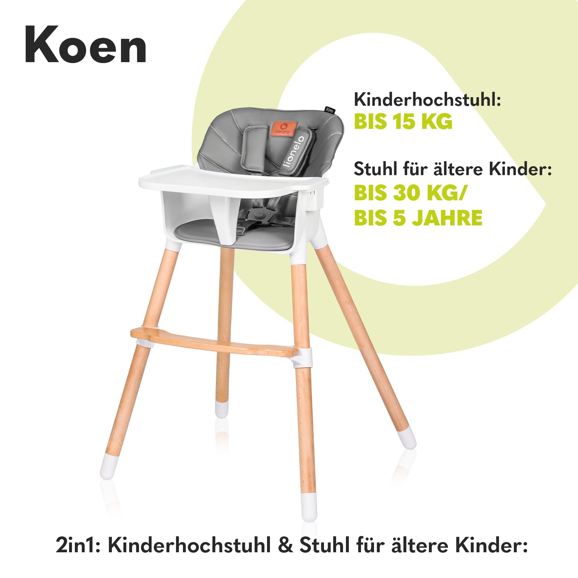 lionelo-koen-2in1-hochstuhl-holz-mit-tablett-verstellbar image 2