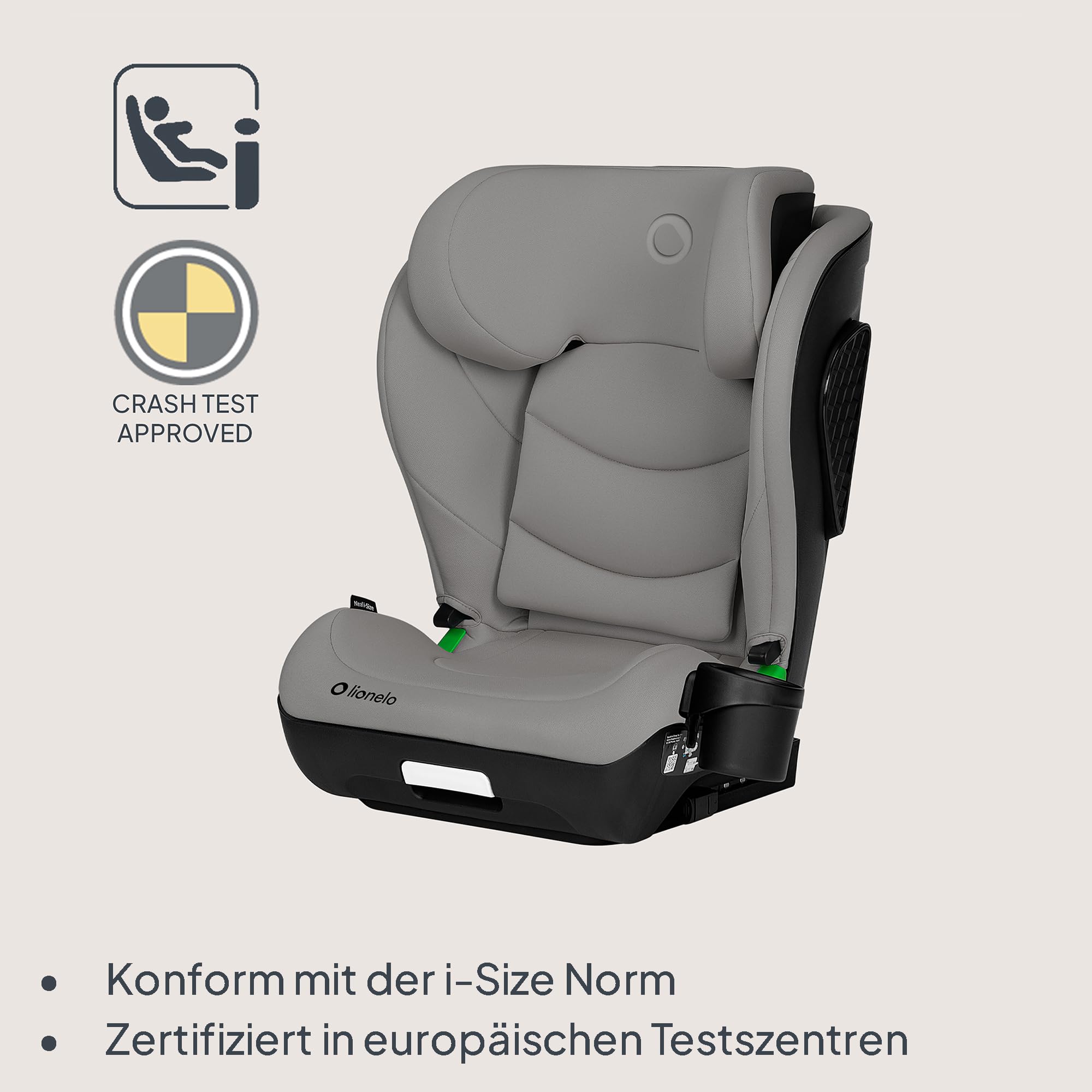 lionelo-neal-i-size-kindersitz-graubeton-100-150-cm image 2