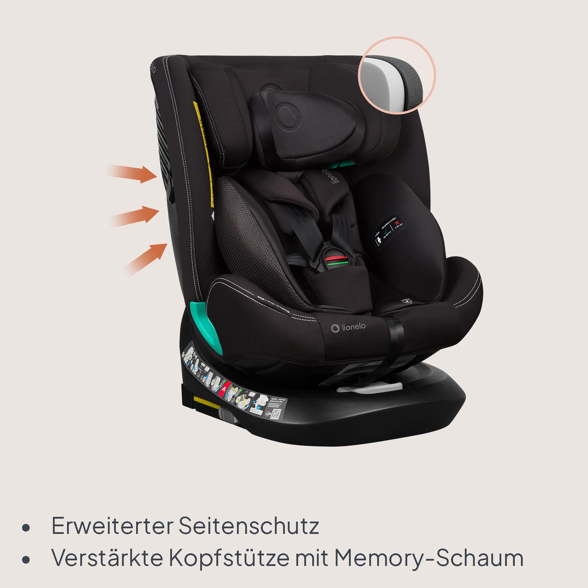 lionelo-bastiaan-one-i-size-kindersitz-carbon-40-150-cm image 4