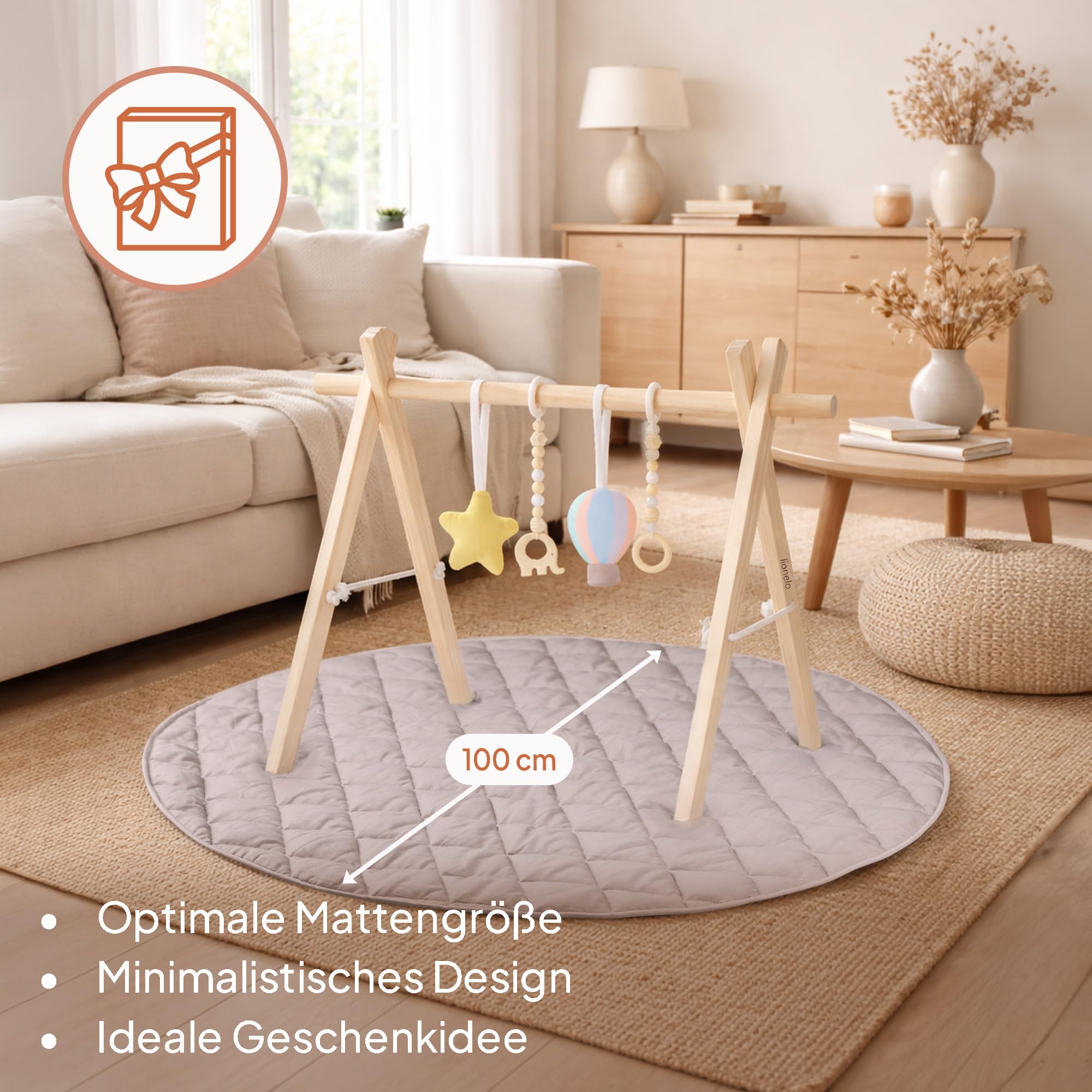 lionelo-anis-set-spielbogen-ros-taupe-mit-decke image 8