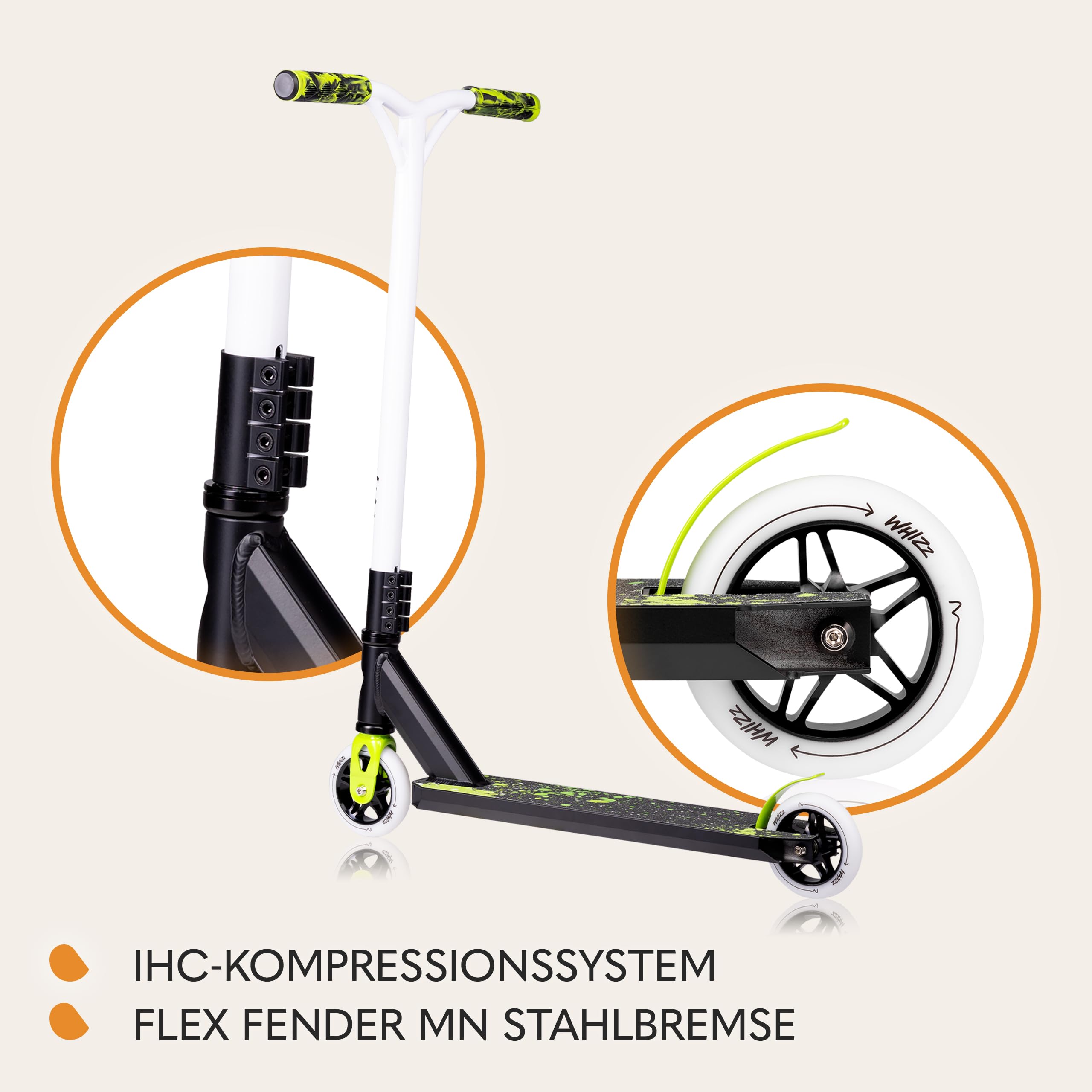 lionelo-whizz-stunt-scooter-lime-alu-110-mm-abec-9 image 6