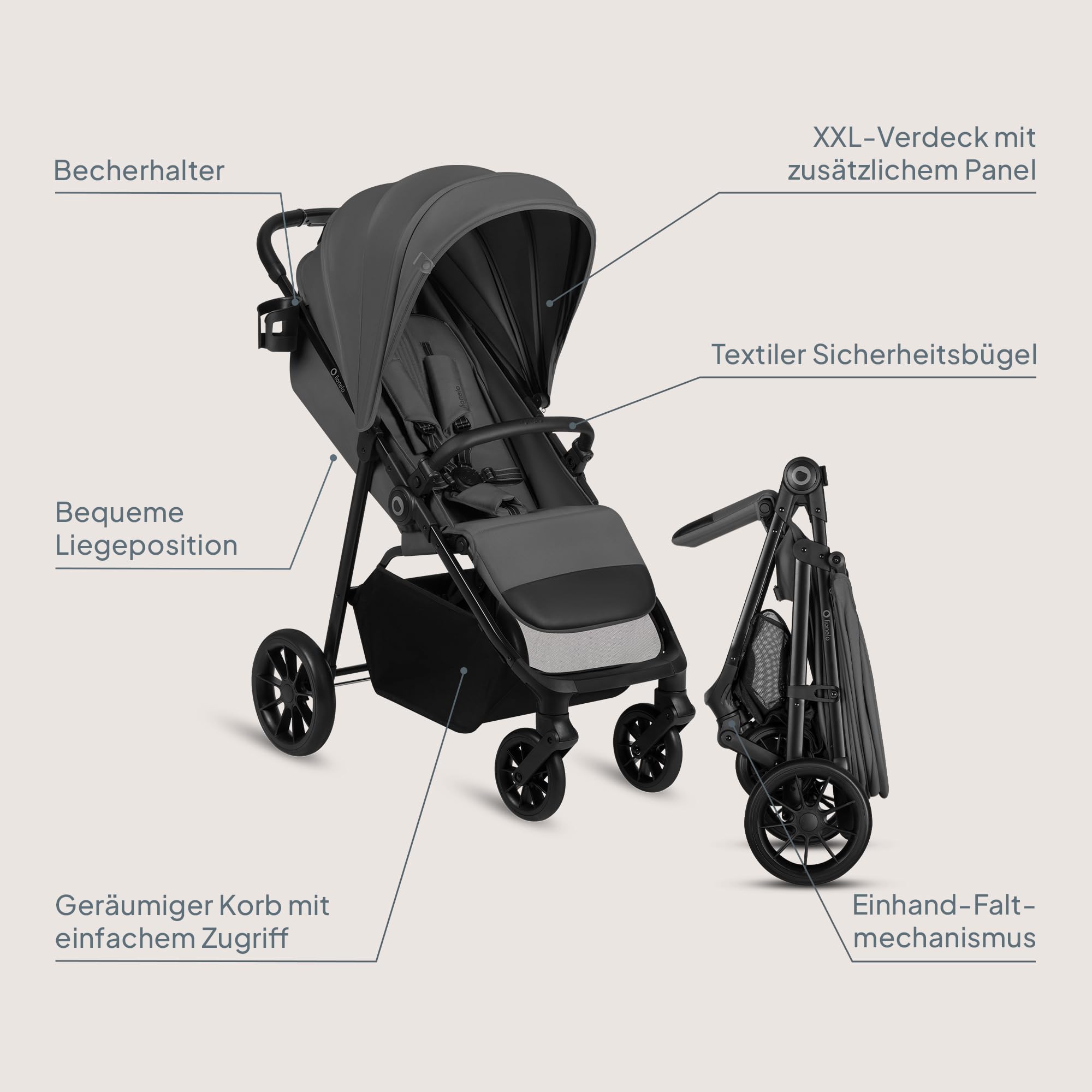 lionelo-elia-buggy-bis-22-kg-liegeposition-grau image 8