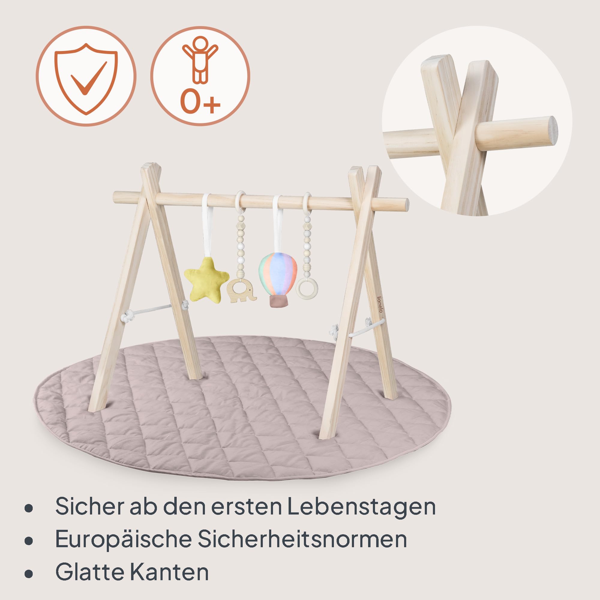lionelo-anis-set-spielbogen-ros-taupe-mit-decke image 2