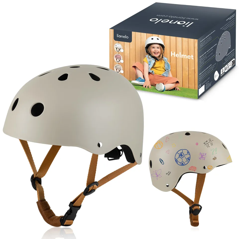 lionelo-luca-kinderhelm-fahrrad-beige-50-56-cm-mit-kinnschutz image 1